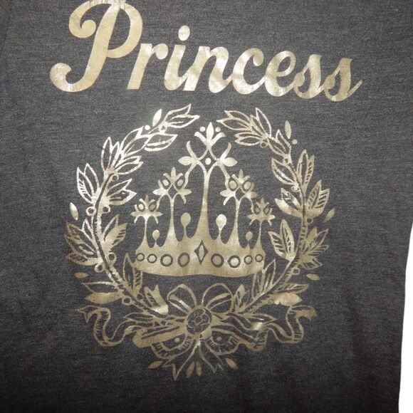 CHILDREN'S PLACE girls medium 7/8 gray gold princess crown graphic t-shirt - Picture 2 of 6